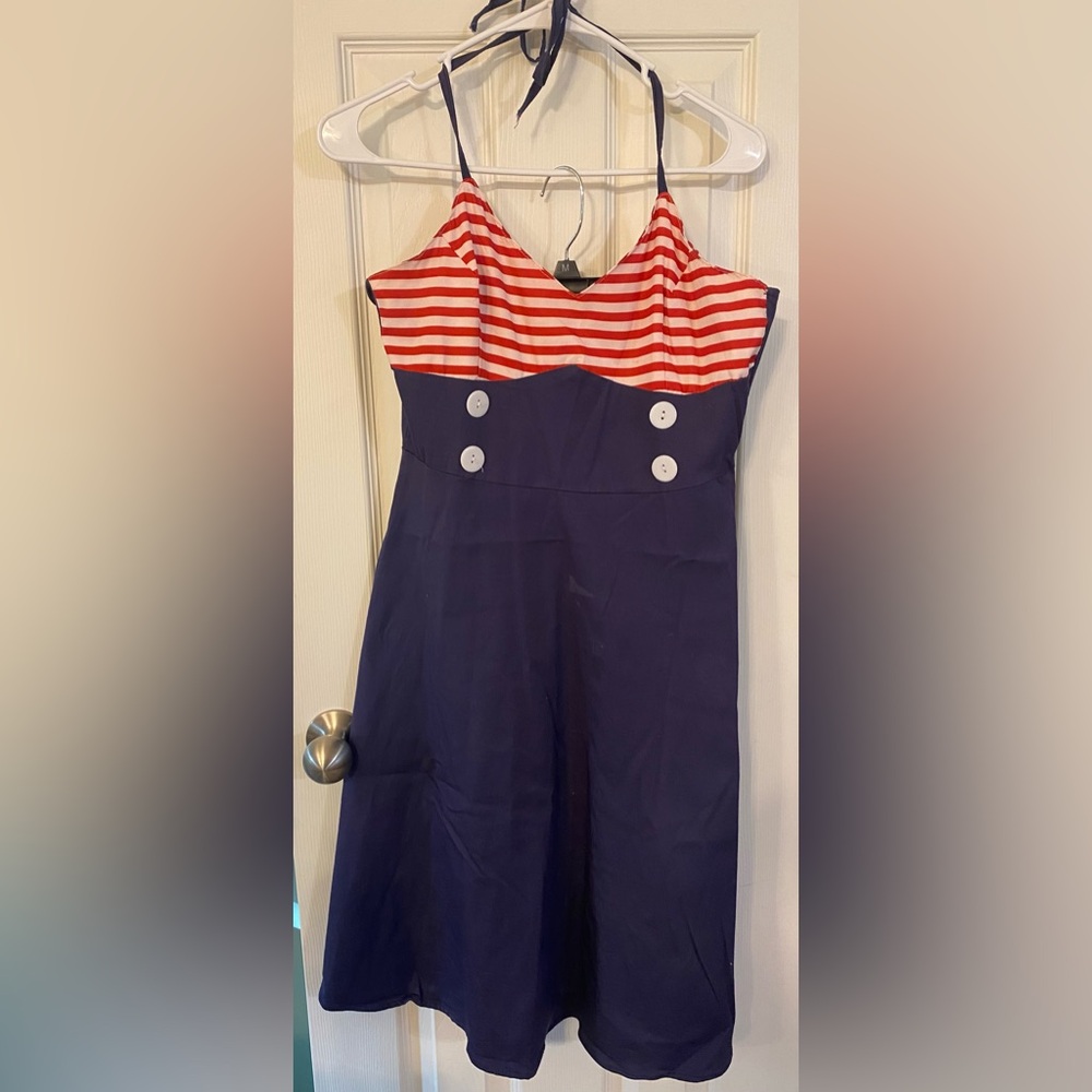 Blue Enchantress | patriotic, halter dress, size S